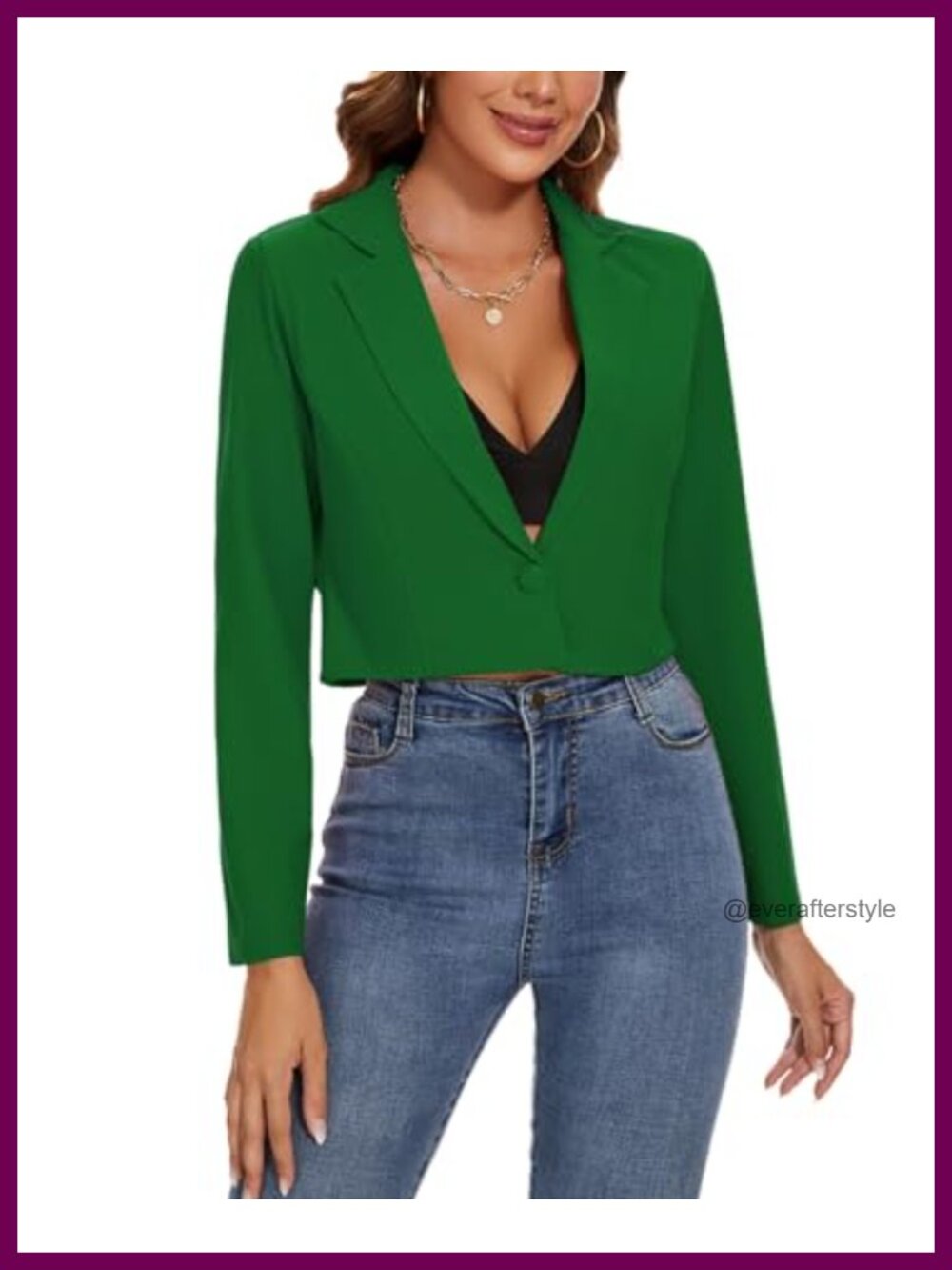 Cropped Blazer Long Sleeve Notch Lapel Button Business Casual Work Jacket
